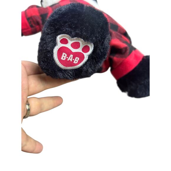 Build A Bear Panda Stuffed Animal Plush in Red Buffalo Plaid Pajamas Outfit - Picture 2 of 8